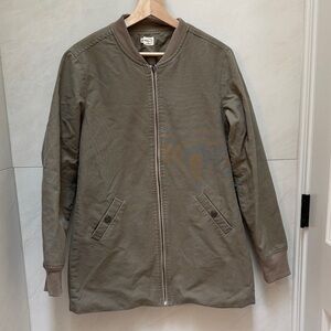 Bridge & Burn Women's Long Utility Jacket in Olive Green Taupe 100% Cotton Lined